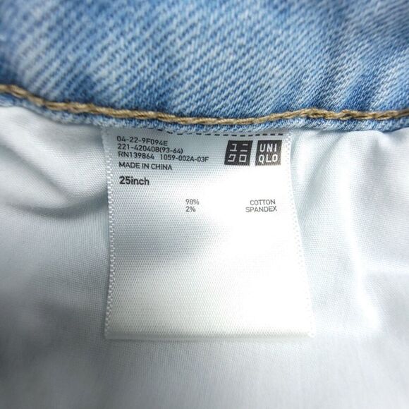 UNIQLO Raw Hem High Rise Skinny Fit Flared Ankle Crop Jeans Women 28 Light Denim - Picture 2 of 7